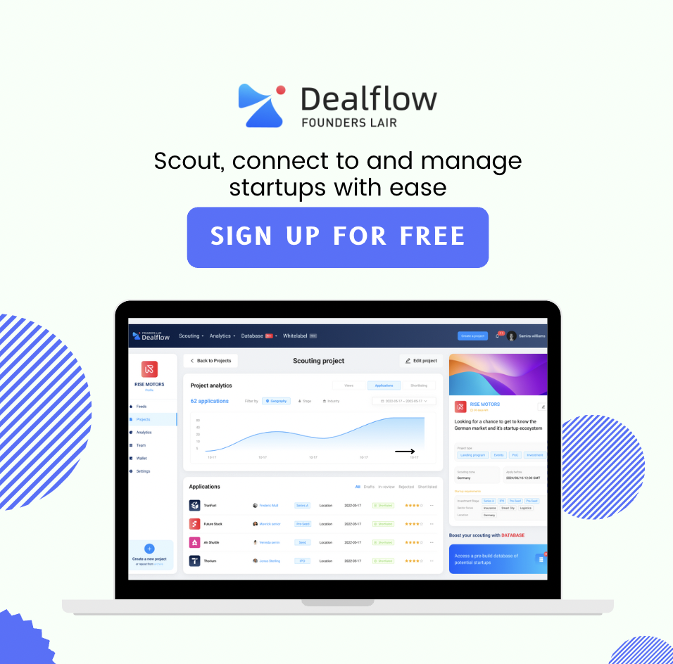 Scout, connect to and manage startups with ease - Dealflow (by Founders Lair)