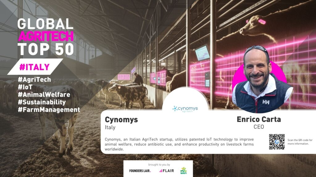 Cynomys, an Italian AgriTech startup, utilizes patented IoT technology to improve animal welfare, reduce antibiotic use, and enhance productivity on livestock farms worldwide.