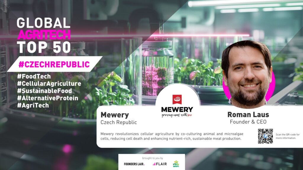 Mewery revolutionizes cellular agriculture by co-culturing animal and microalgae cells, reducing cell death and enhancing nutrient-rich, sustainable meat production.